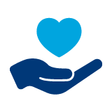 Hand and heart icon